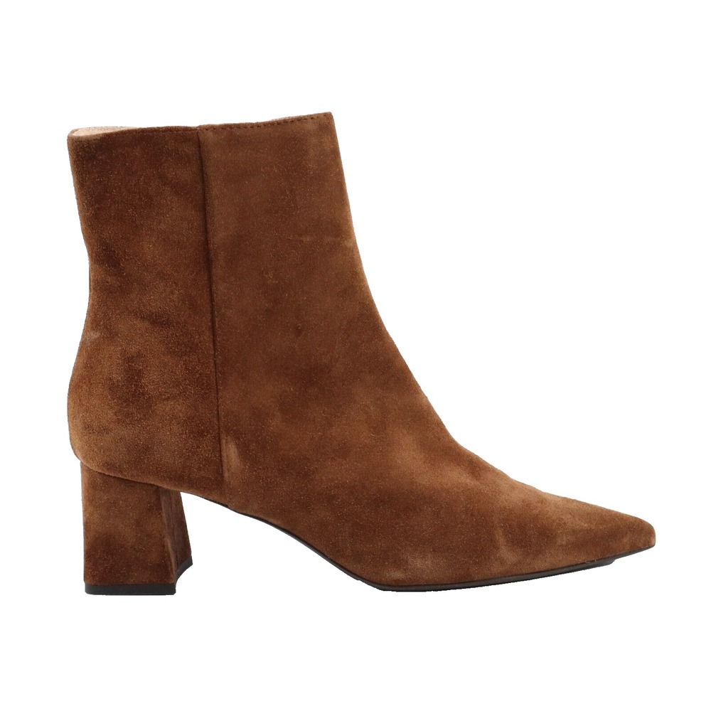 🔥AGL Mimma Pointed Toe Block Heel Suede Bootie, Cognac, 6.5US/36.5EU MSRP $495